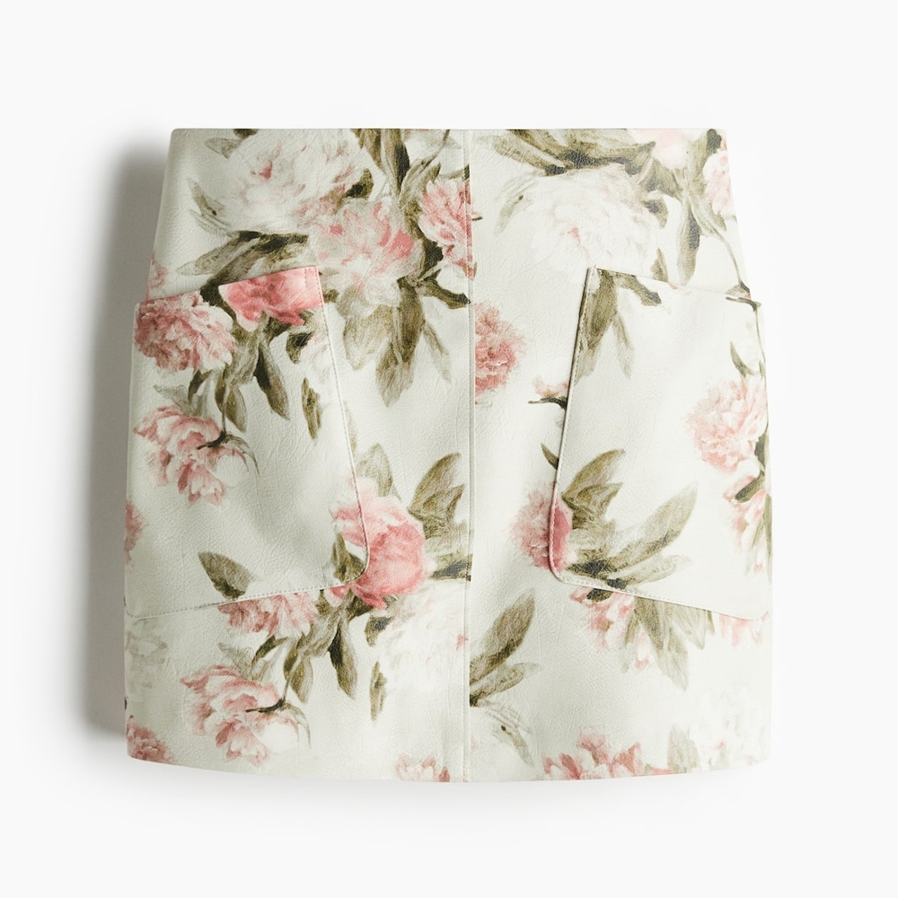 H&M Floral Faux Leather Mini Skirt - Picture 3 of 4